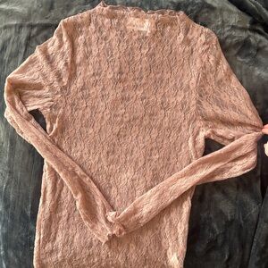 Willow Lace Long Sleeve Top in Blush Pink